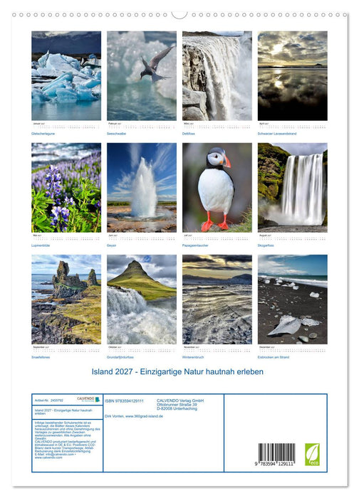 Island 2027 - Einzigartige Natur hautnah erleben (CALVENDO Premium Wandkalender 2027)