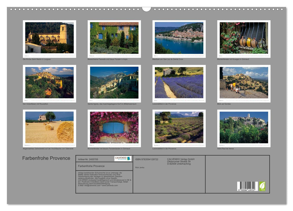 Farbenfrohe Provence (CALVENDO Wandkalender 2027)
