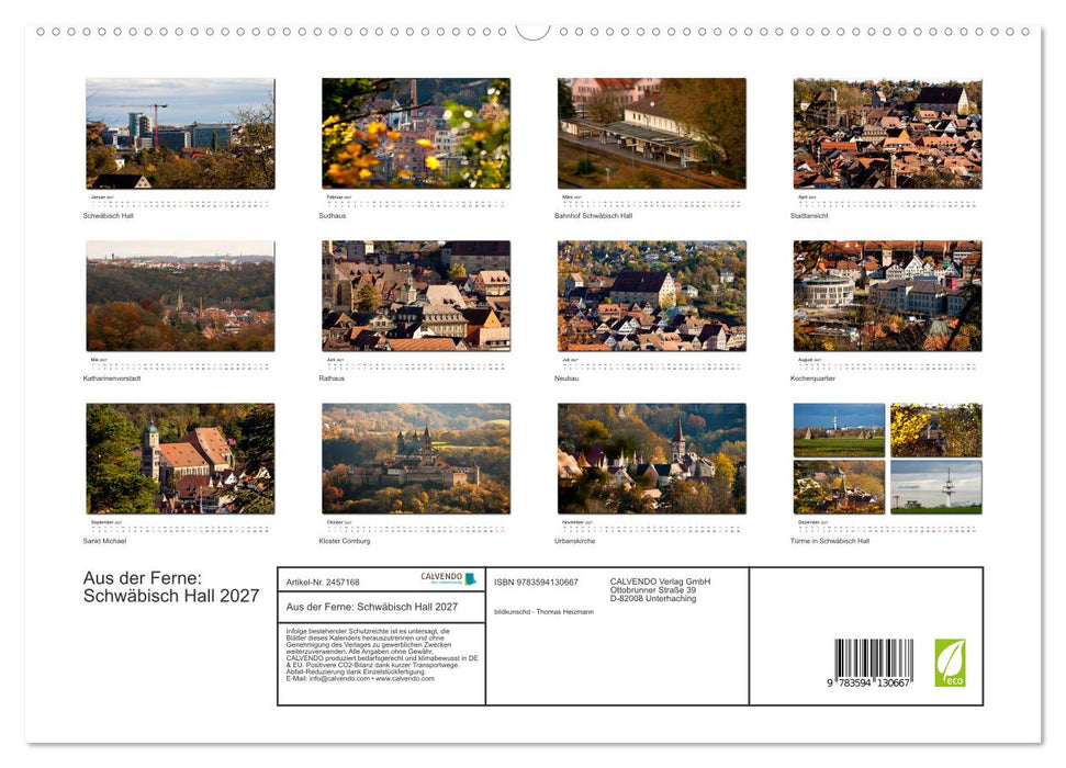 Aus der Ferne: Schwäbisch Hall 2027 (CALVENDO Premium Wandkalender 2027)