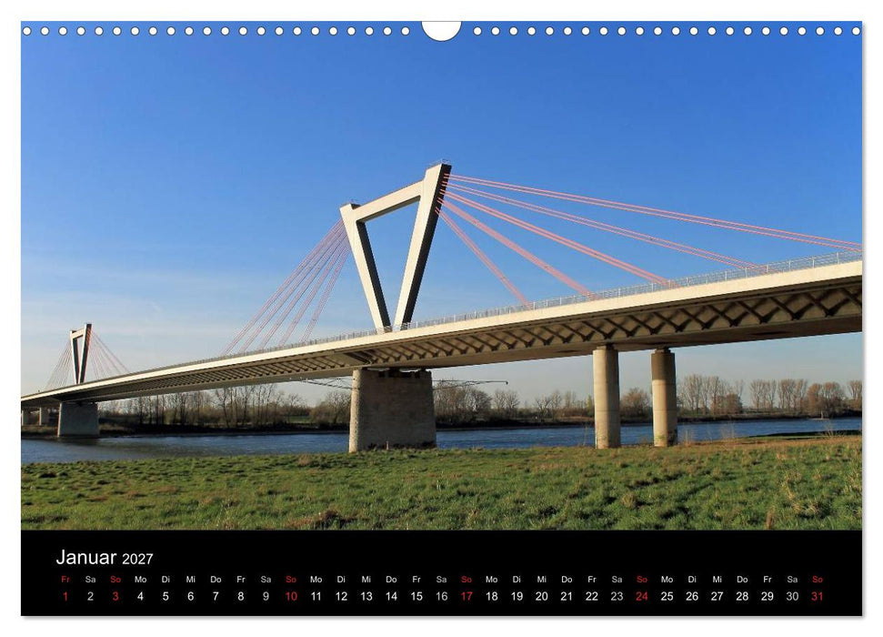 Von Ufer zu Ufer, Wege über den Rhein in Düsseldorf (CALVENDO Wandkalender 2027)