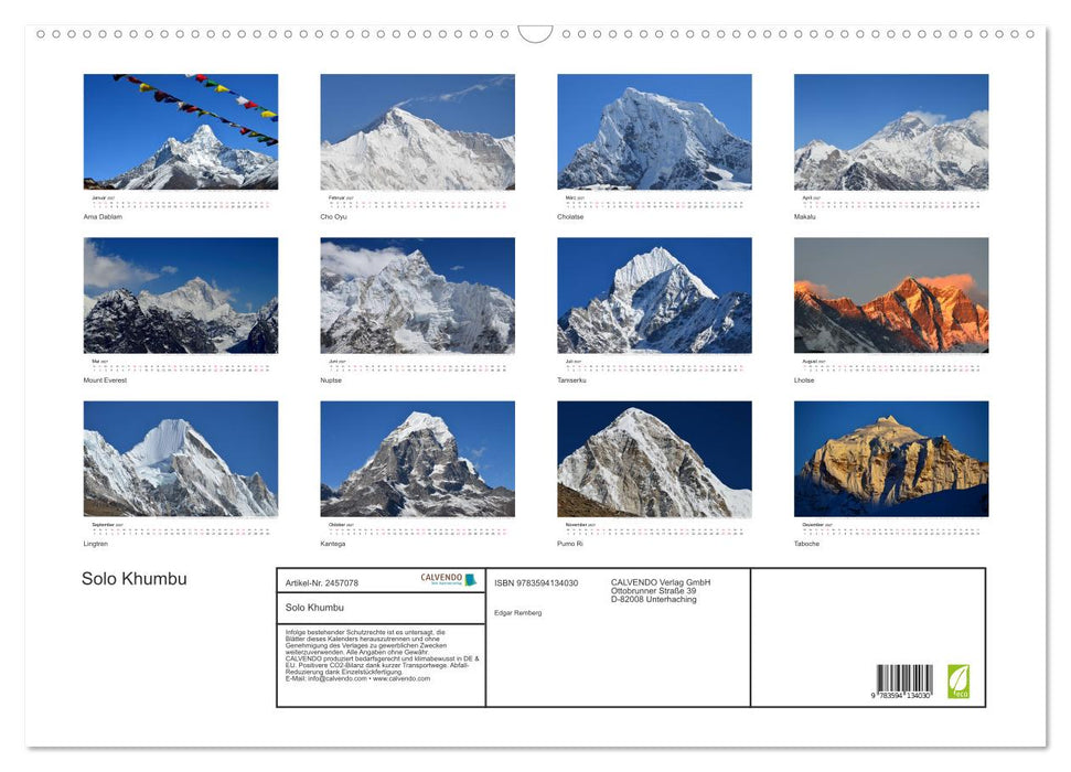 Solo Khumbu (CALVENDO Wandkalender 2027)