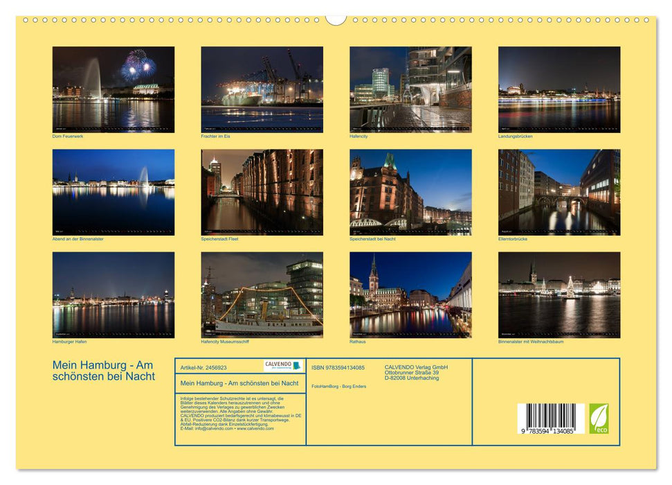 Mein Hamburg - Am schönsten bei Nacht (CALVENDO Premium Wandkalender 2027)
