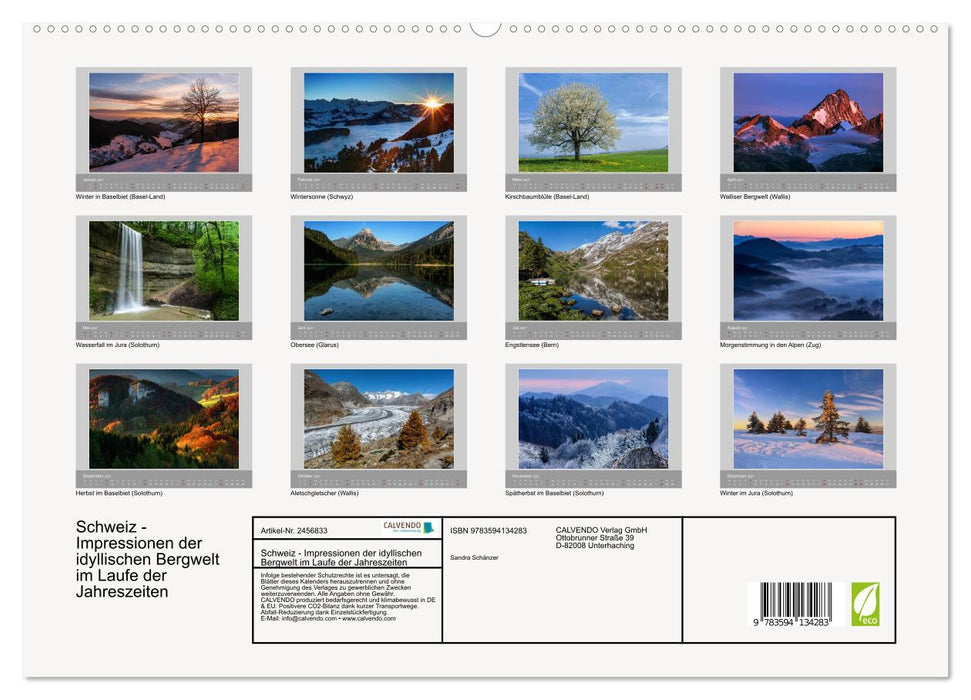 Schweiz - Impressionen der idyllischen Bergwelt im Laufe der Jahreszeiten (CALVENDO Premium Wandkalender 2027)