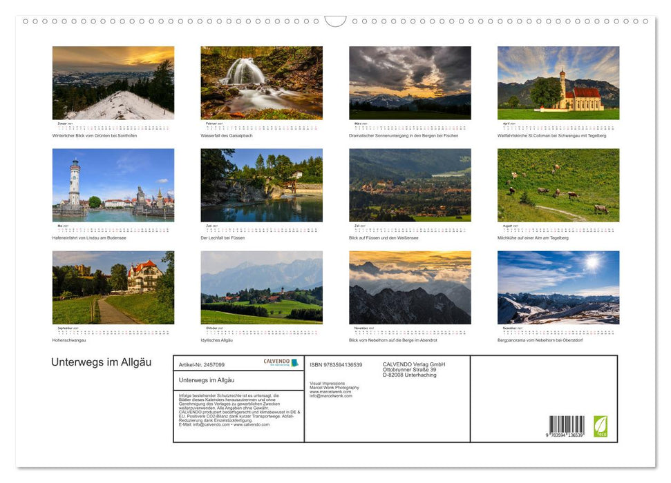 Unterwegs im Allgäu (CALVENDO Wandkalender 2027)