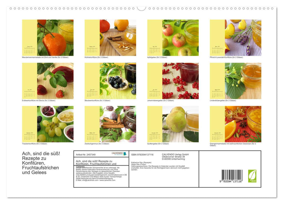 Ach, sind die süß! Rezepte zu Konfitüren, Fruchtaufstrichen und Gelees (CALVENDO Premium Wandkalender 2027)