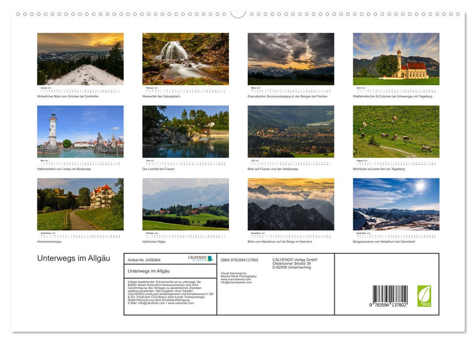 Unterwegs im Allgäu (CALVENDO Premium Wandkalender 2027)