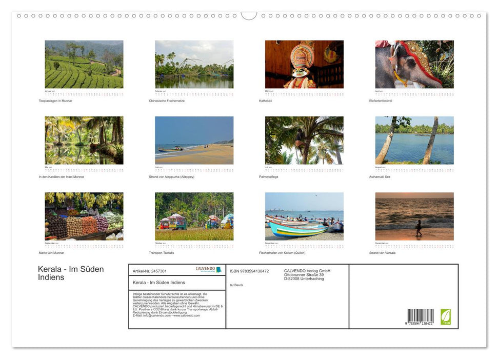 Kerala - Im Süden Indiens (CALVENDO Wandkalender 2027)