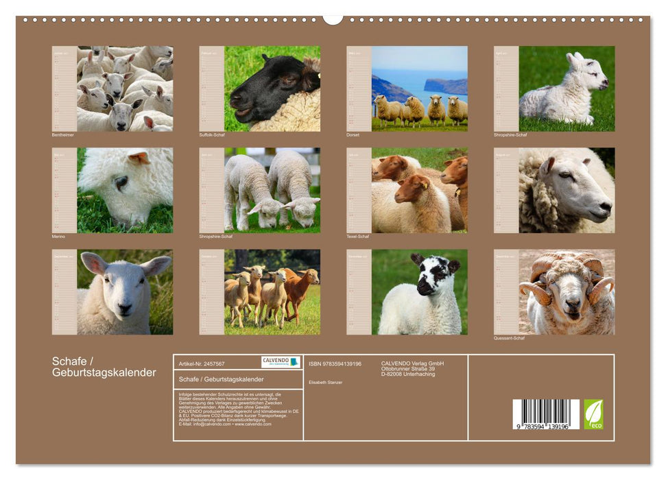 Schafe / Geburtstagskalender (CALVENDO Premium Wandkalender 2027)