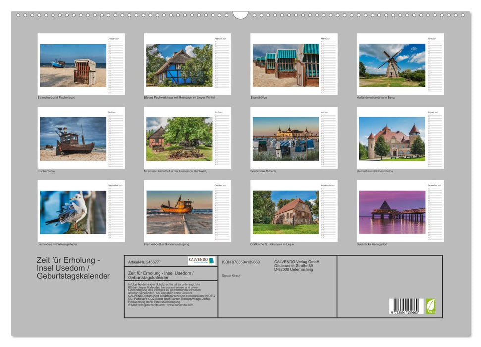 Zeit für Erholung - Insel Usedom / Geburtstagskalender (CALVENDO Wandkalender 2027)