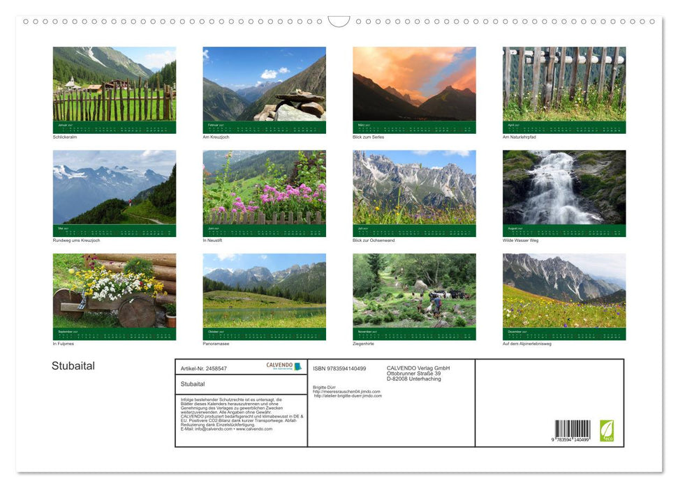 Stubaital (CALVENDO Wandkalender 2027)