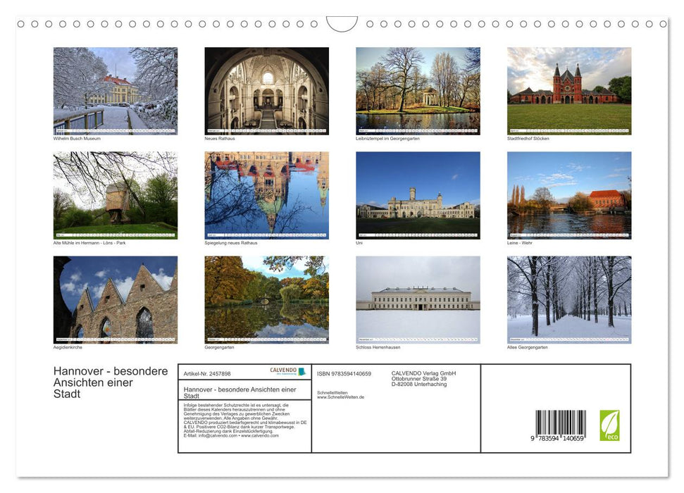 Hannover - besondere Ansichten einer Stadt (CALVENDO Wandkalender 2027)