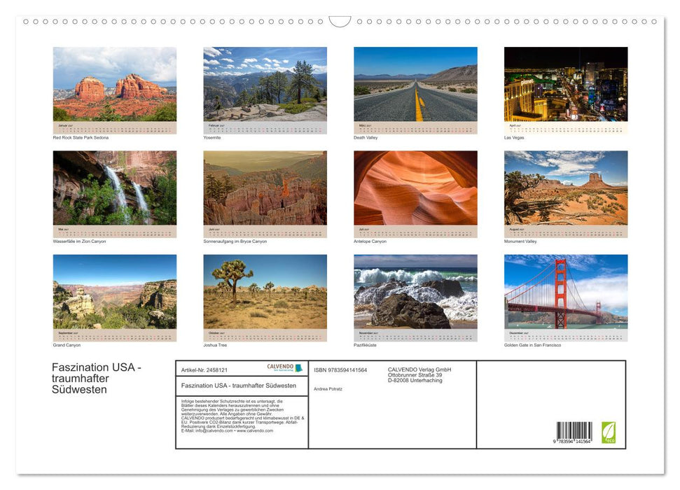 Faszination USA - traumhafter Südwesten (CALVENDO Wandkalender 2027)