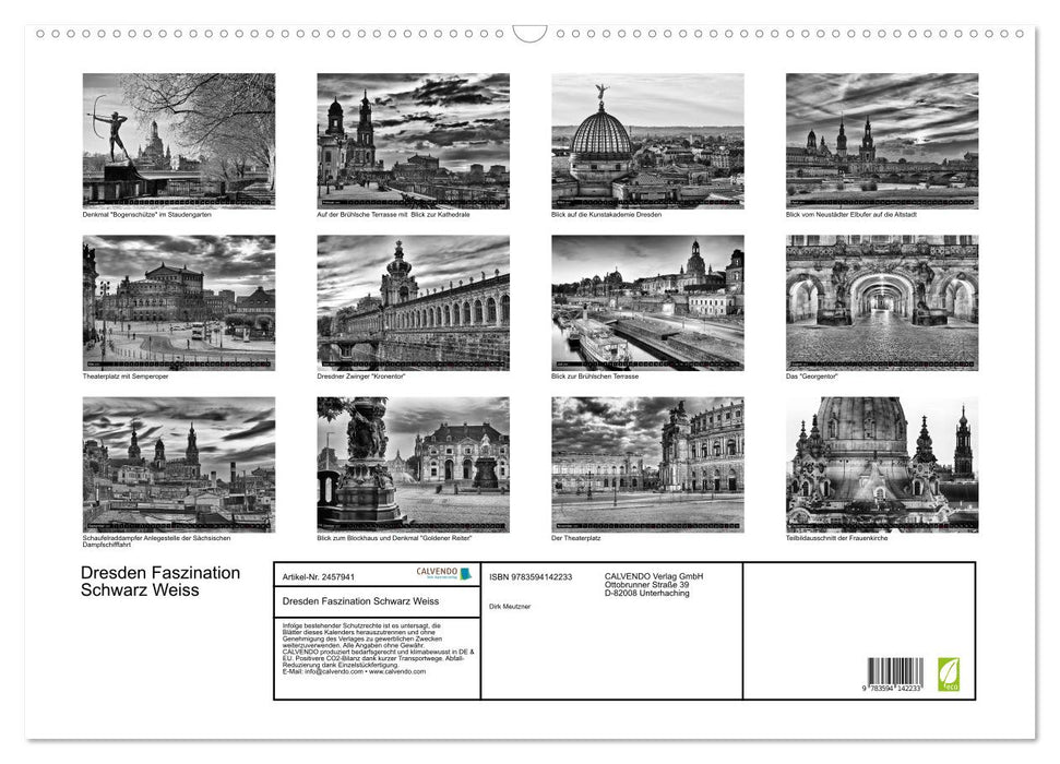 Dresden Faszination Schwarz Weiss (CALVENDO Wandkalender 2027)