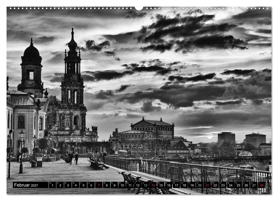 Dresden Faszination Schwarz Weiss (CALVENDO Wandkalender 2027)