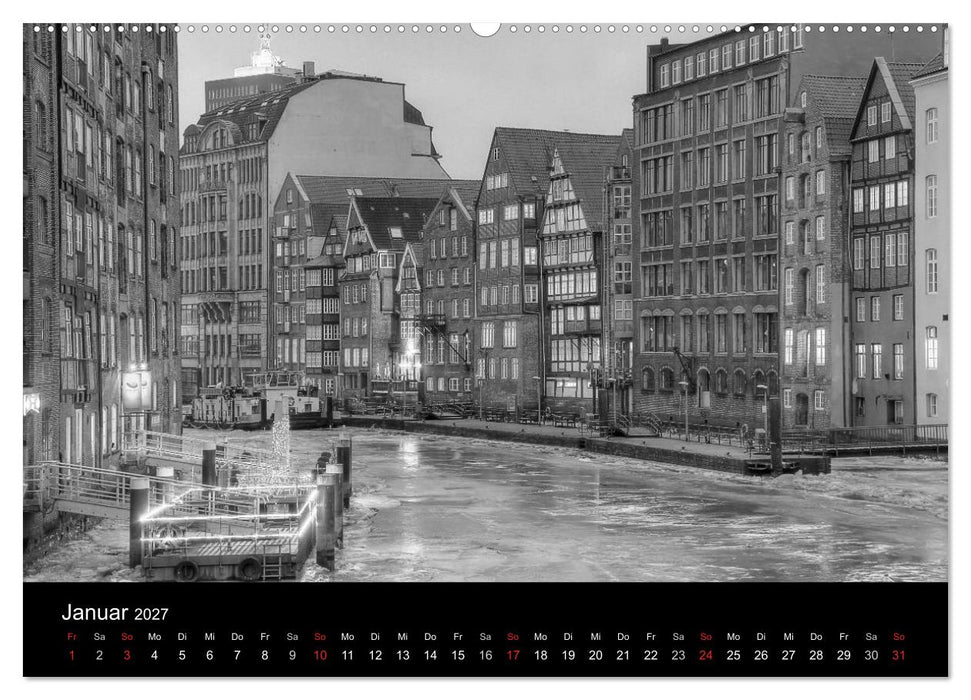 Hamburg monochrome Impressionen (CALVENDO Wandkalender 2027)
