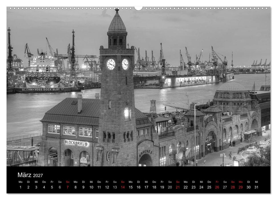 Hamburg monochrome Impressionen (CALVENDO Wandkalender 2027)