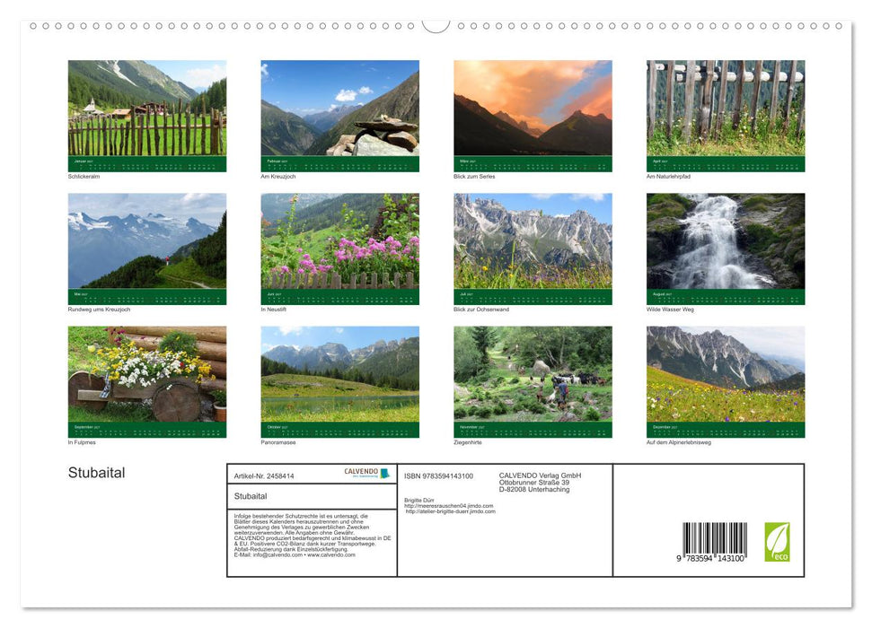 Stubaital (CALVENDO Premium Wandkalender 2027)