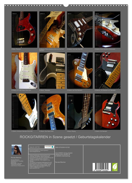 ROCKGITARREN in Szene gesetzt / Geburtstagskalender (CALVENDO Premium Wandkalender 2027)