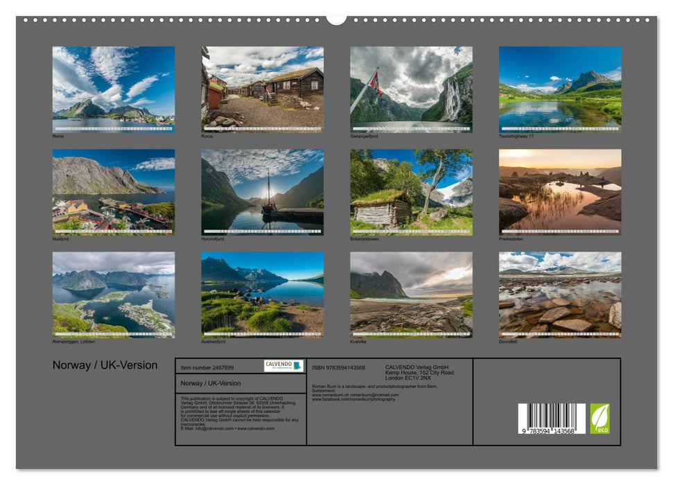 Norway / UK-Version (CALVENDO Premium-Calendar 2027)