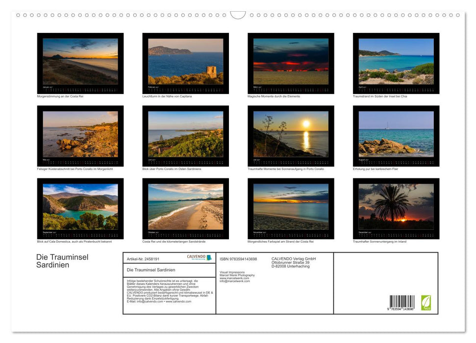 Die Trauminsel Sardinien (CALVENDO Wandkalender 2027)
