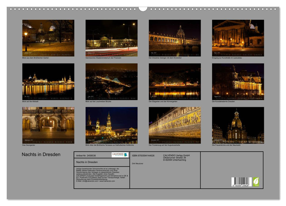 Nachts in Dresden (CALVENDO Wandkalender 2027)