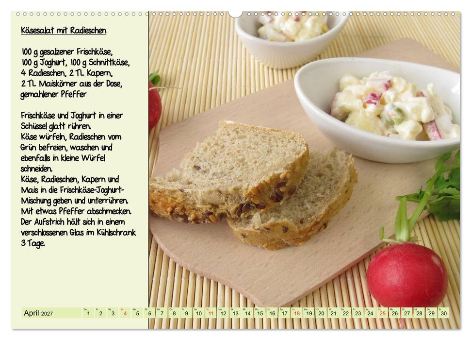 Leckere Aufstriche - Ein Kalender mit Rezepten (CALVENDO Premium Wandkalender 2027)