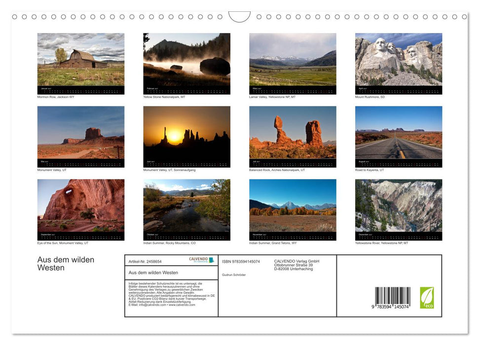 Aus dem wilden Westen (CALVENDO Wandkalender 2027)