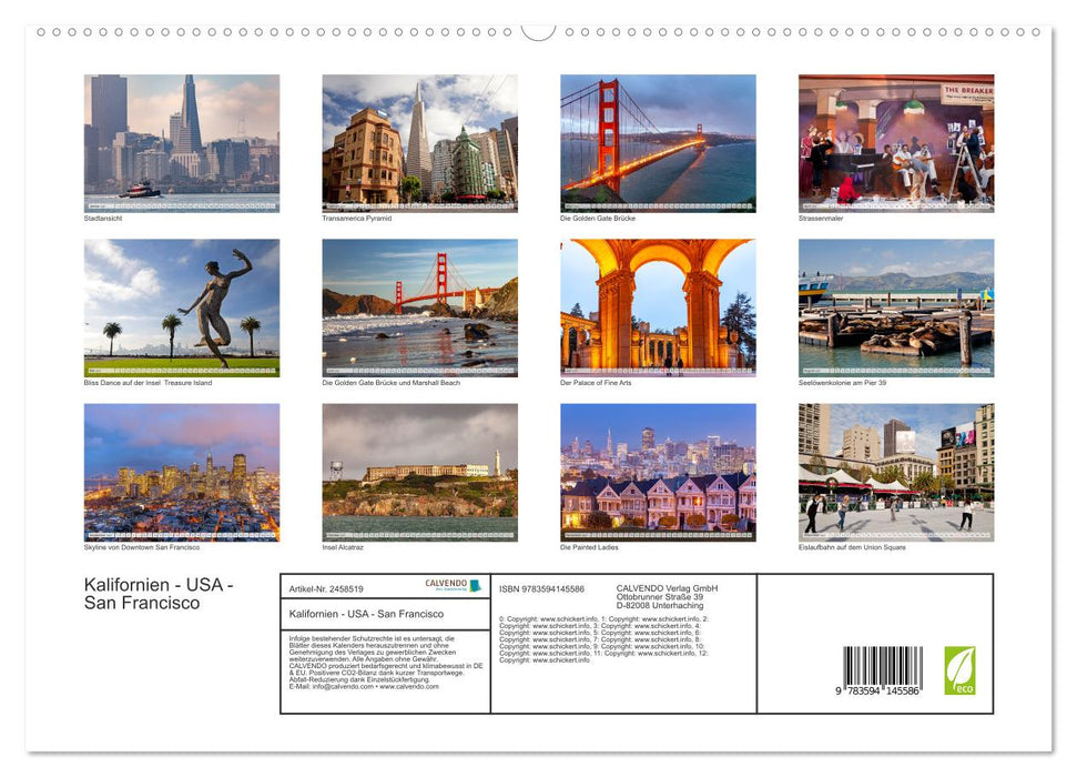 Kalifornien - USA - San Francisco (CALVENDO Premium Wandkalender 2027)