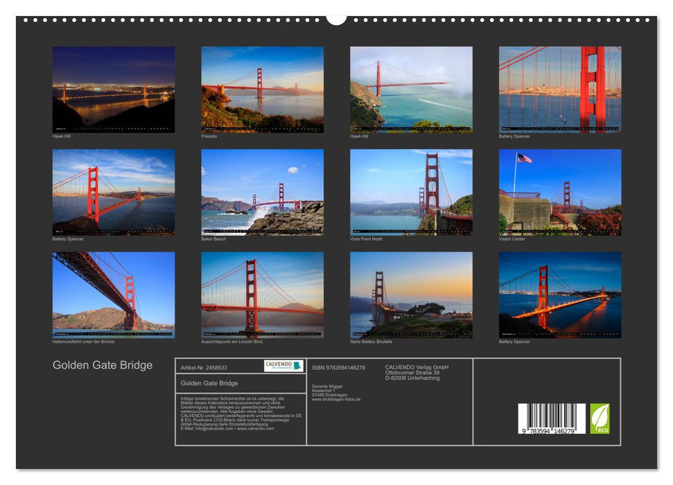 Golden Gate Bridge (CALVENDO Premium Wandkalender 2027)