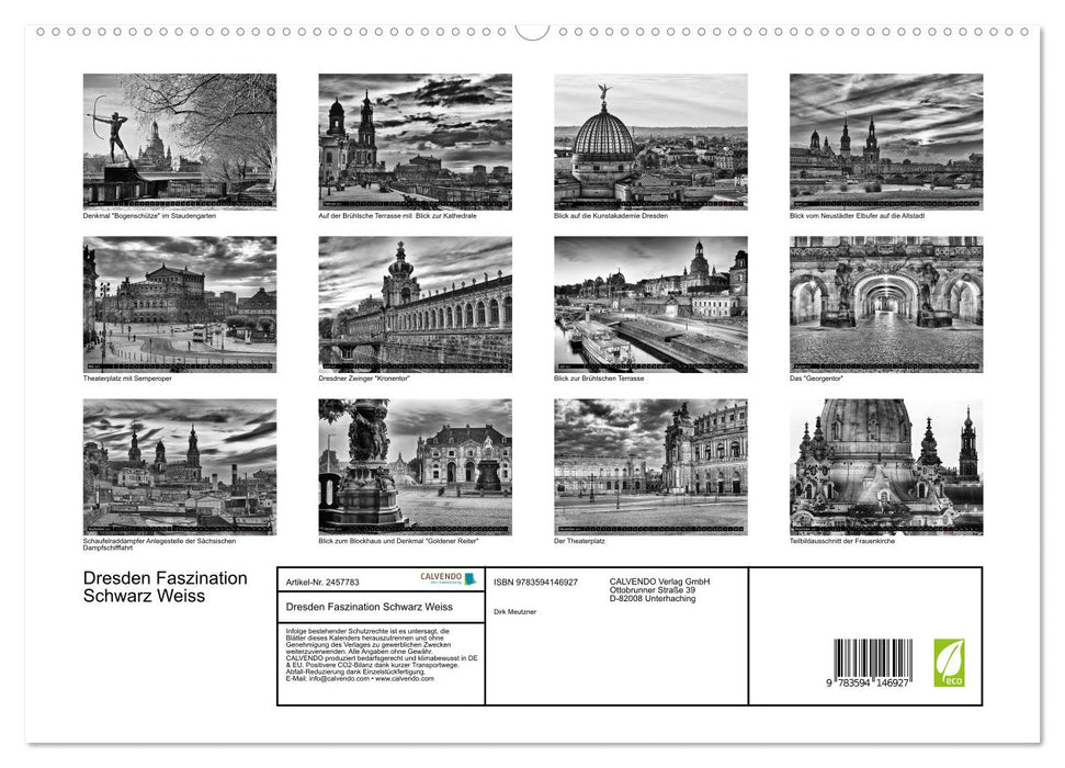 Dresden Faszination Schwarz Weiss (CALVENDO Premium Wandkalender 2027)