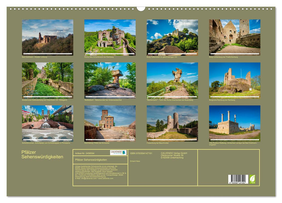 Pfälzer Sehenswürdigkeiten (CALVENDO Wandkalender 2027)
