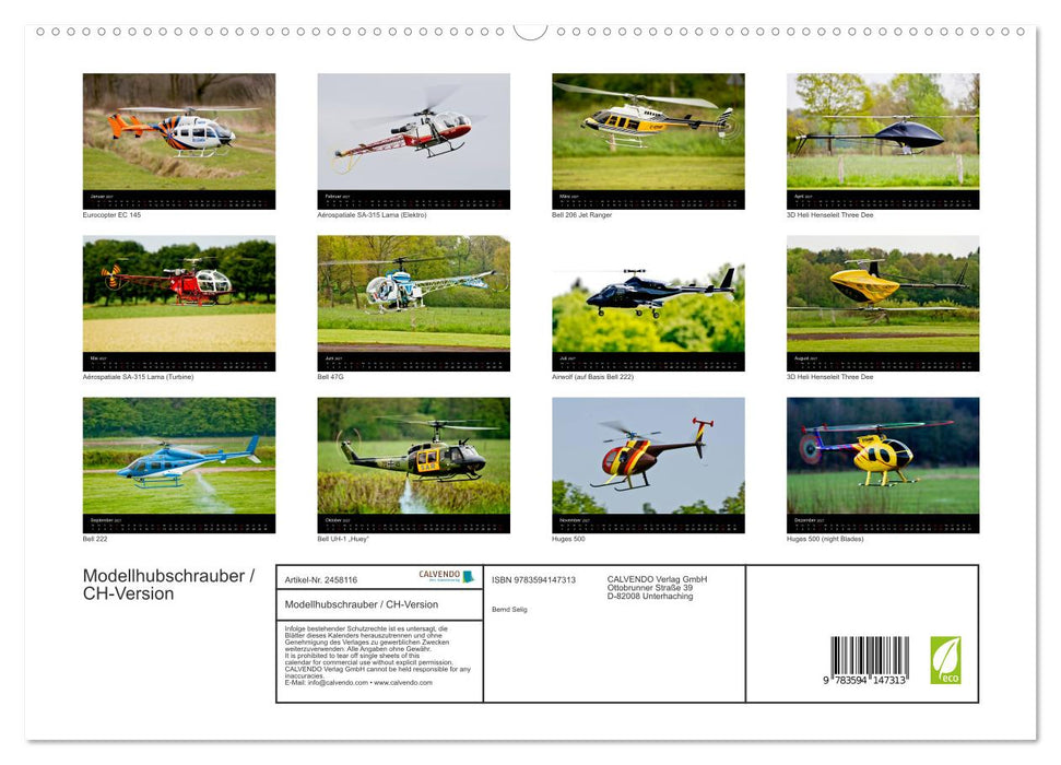 Modellhubschrauber / CH-Version (CALVENDO Premium Wandkalender 2027)