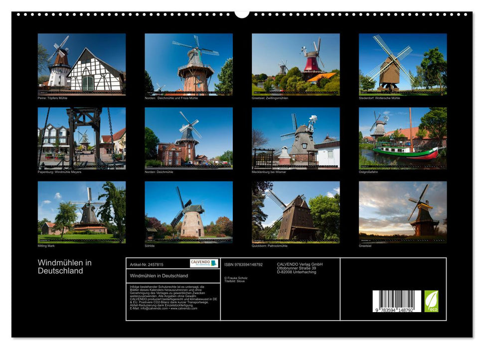 Windmühlen in Deutschland (CALVENDO Premium Wandkalender 2027)