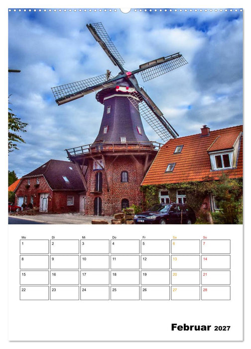 Historische Windmühlen an der Friesischen Mühlenstraße / CH-Version / Planer (CALVENDO Wandkalender 2027)