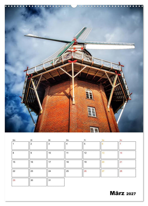 Historische Windmühlen an der Friesischen Mühlenstraße / CH-Version / Planer (CALVENDO Wandkalender 2027)