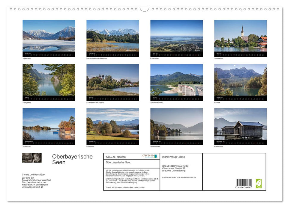 Oberbayerische Seen (CALVENDO Wandkalender 2027)