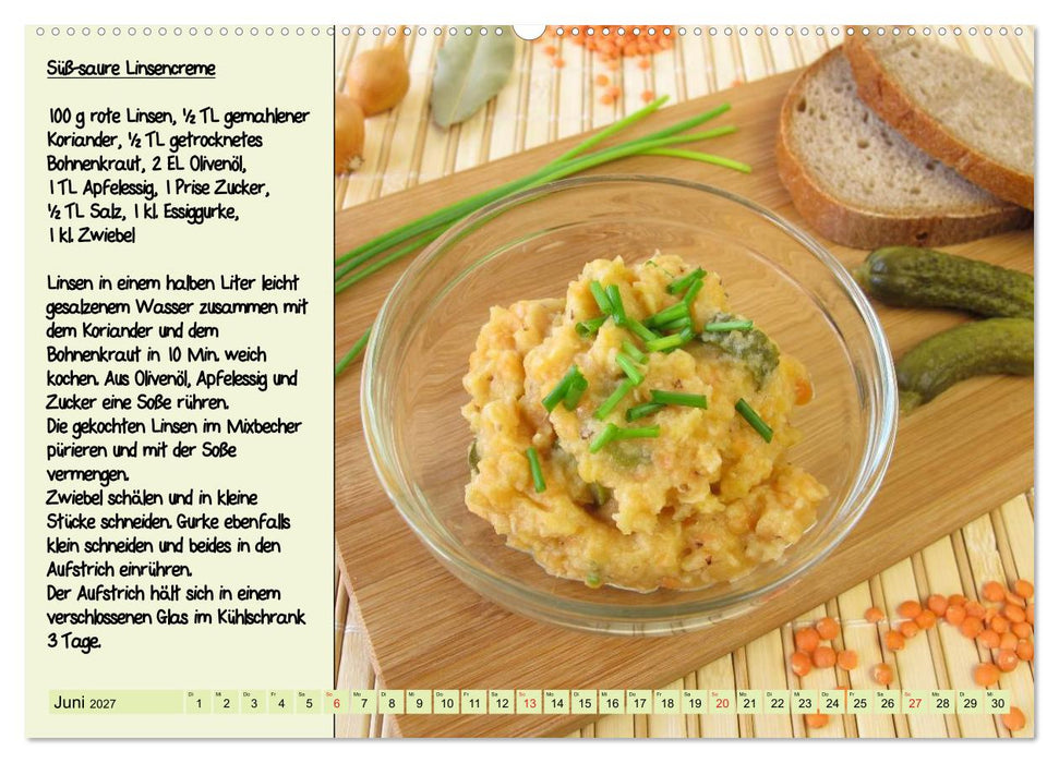 Leckere Aufstriche - Ein Kalender mit Rezepten (CALVENDO Wandkalender 2027)