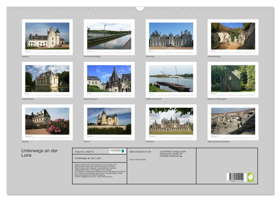 Unterwegs an der Loire (CALVENDO Wandkalender 2027)