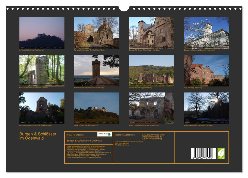 Burgen & Schlösser im Odenwald (CALVENDO Wandkalender 2027)