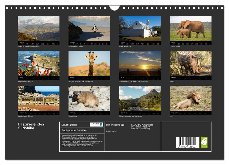 Faszinierendes Südafrika (CALVENDO Wandkalender 2027)