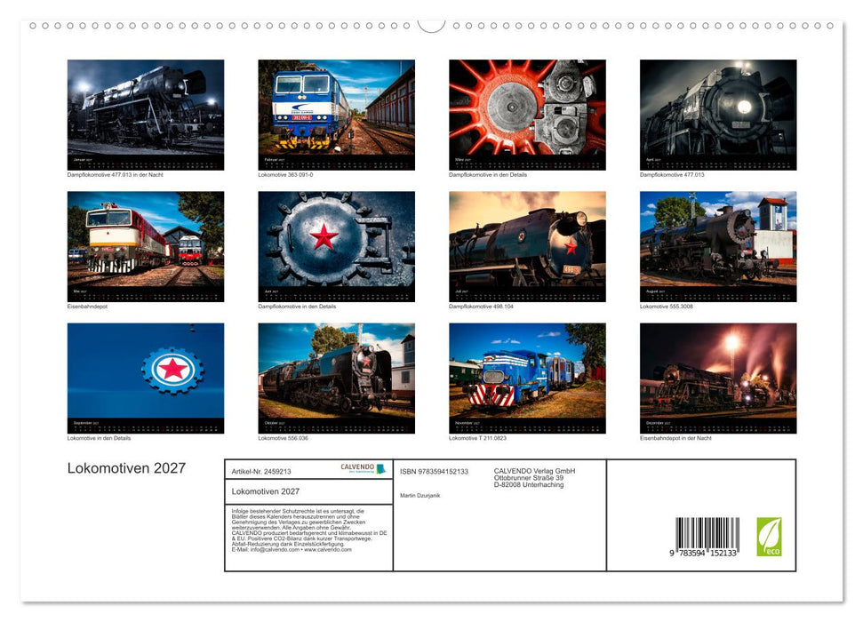Lokomotiven 2027 (CALVENDO Premium Wandkalender 2027)