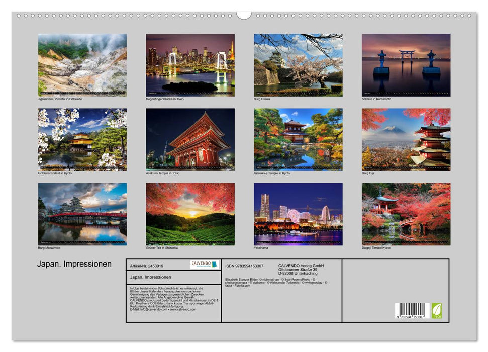 Japan. Impressionen (CALVENDO Wandkalender 2027)