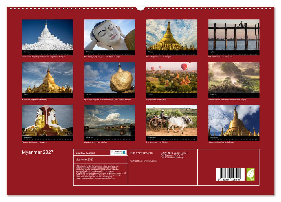 Myanmar 2027 (CALVENDO Premium Wandkalender 2027)