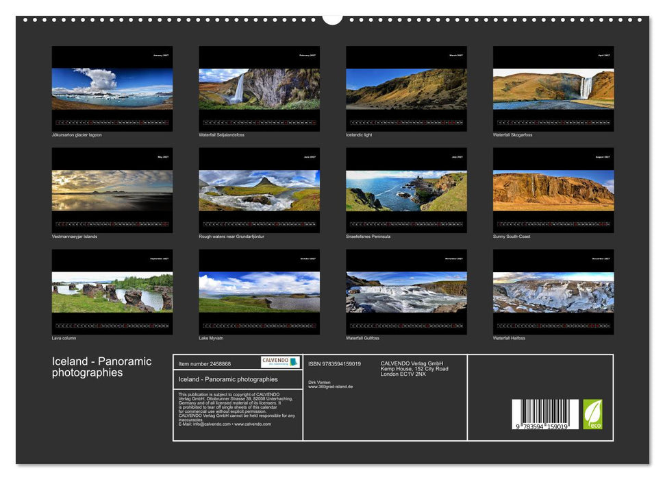 Iceland - Panoramic photographies (CALVENDO Premium-Calendar 2027)