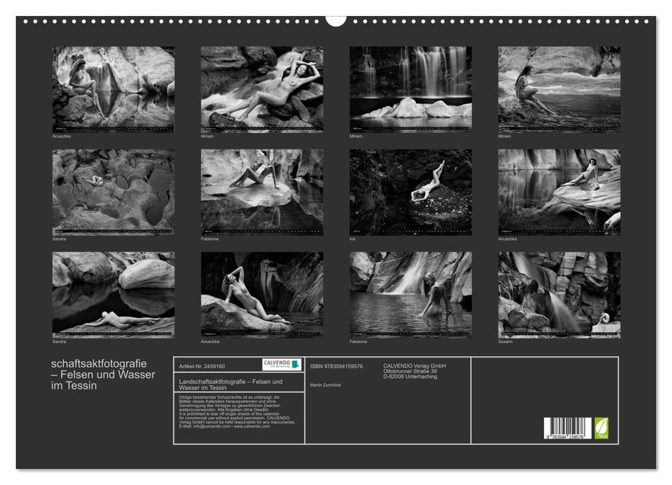 Landschaftsaktfotografie – Felsen und Wasser im Tessin (CALVENDO Wandkalender 2027)