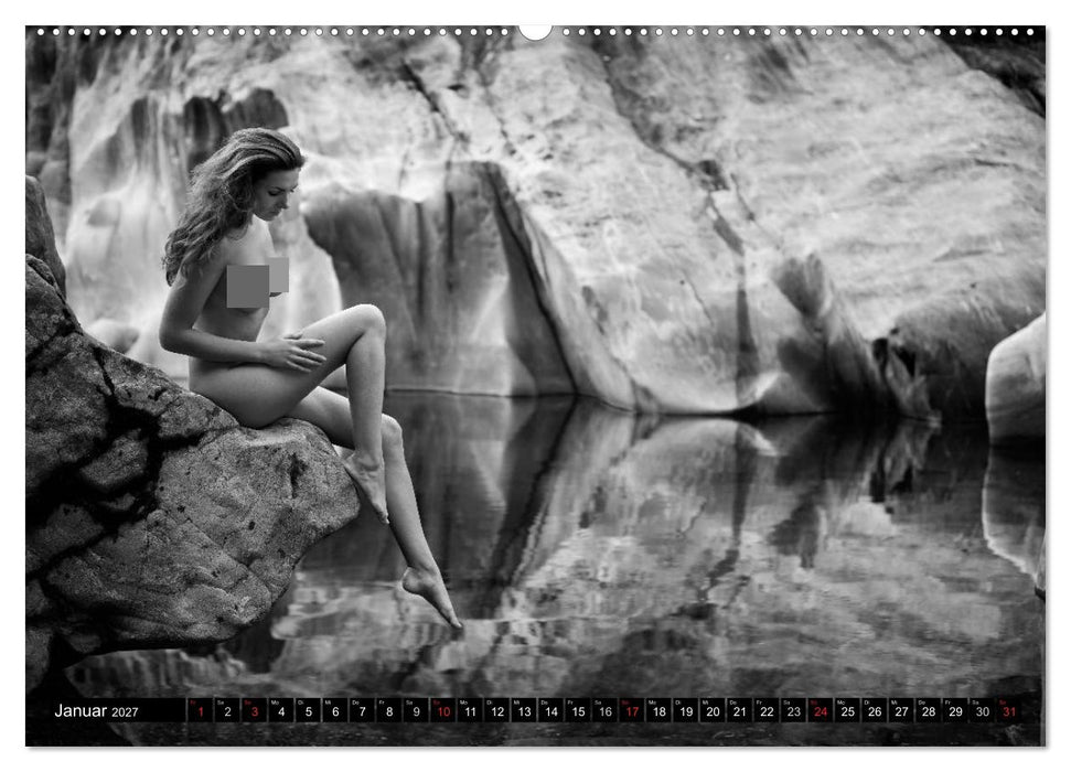 Landschaftsaktfotografie – Felsen und Wasser im Tessin (CALVENDO Wandkalender 2027)