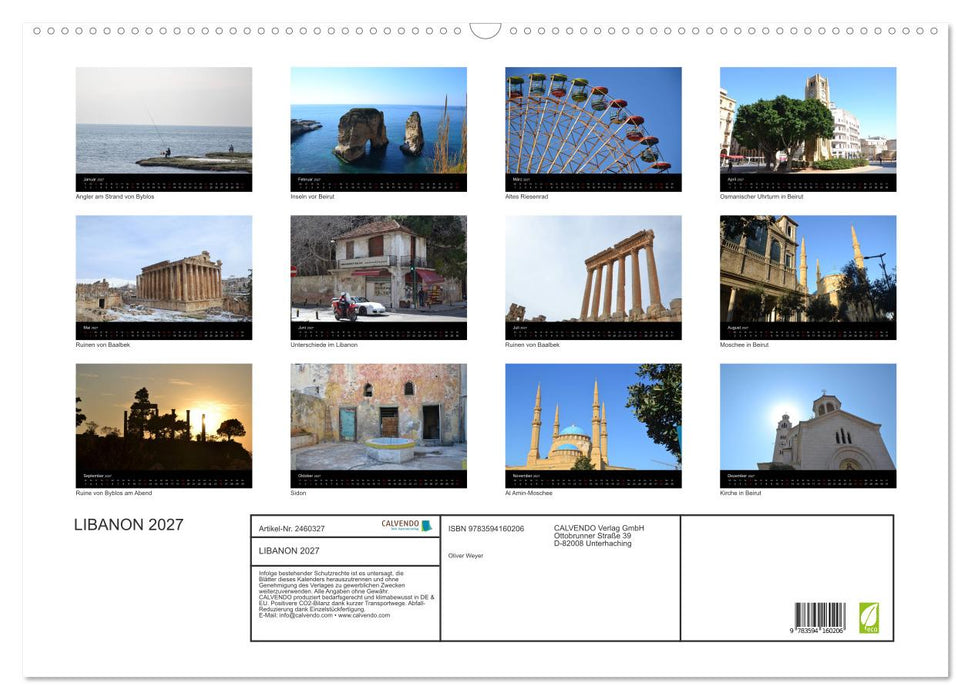 LIBANON 2027 (CALVENDO Wandkalender 2027)