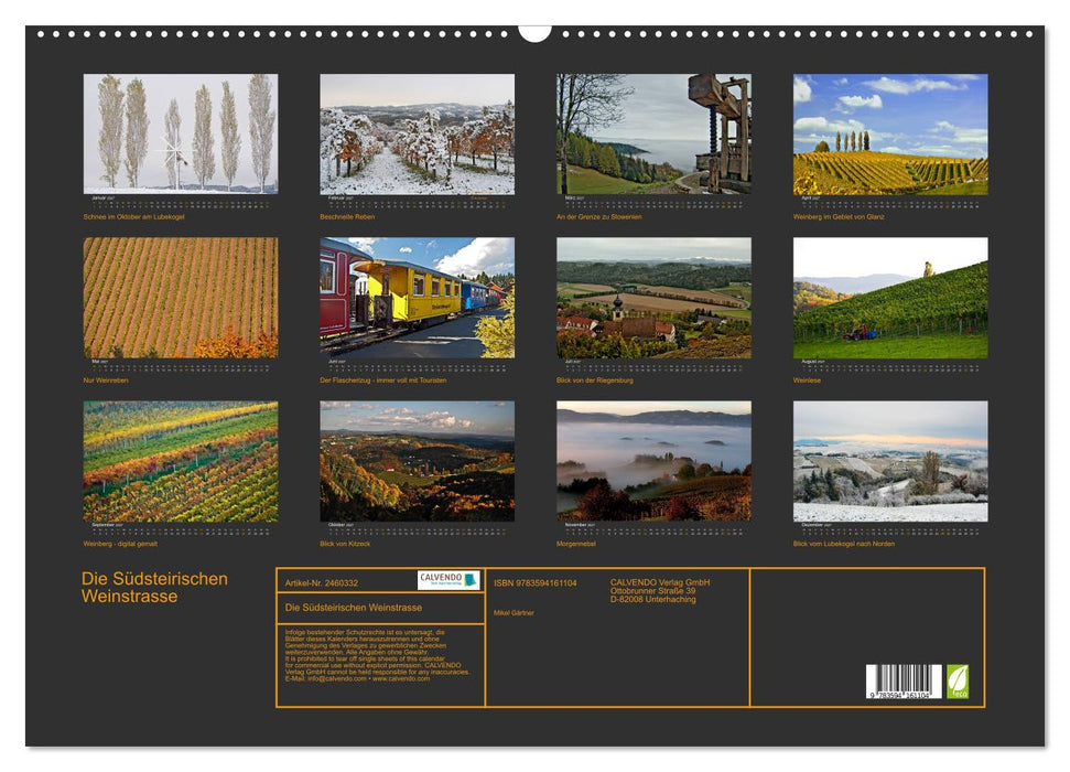 Die Südsteirischen Weinstrasse (CALVENDO Wandkalender 2027)