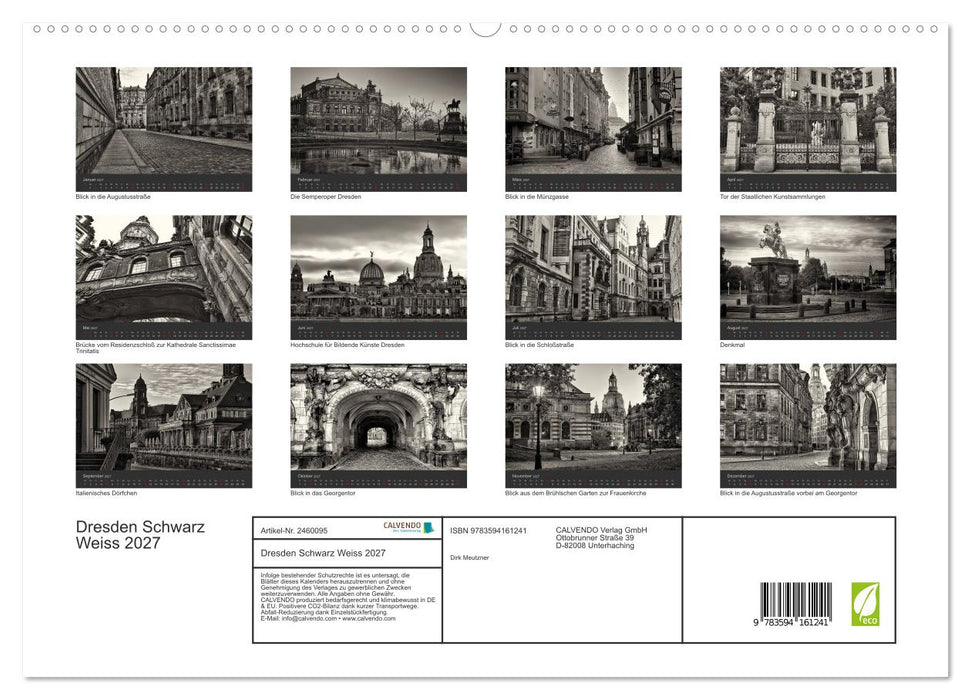 Dresden Schwarz Weiss 2027 (CALVENDO Premium Wandkalender 2027)