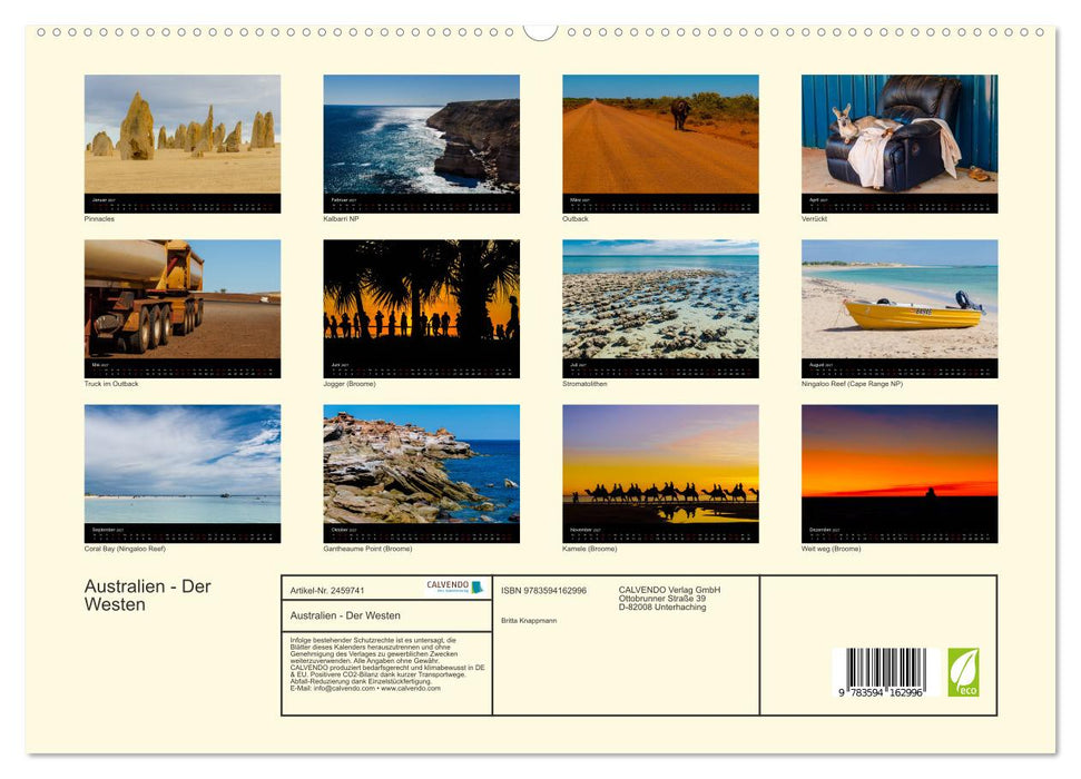 Australien - Der Westen (CALVENDO Premium Wandkalender 2027)